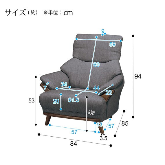 1S-Sofa Kotei3 DR-GY