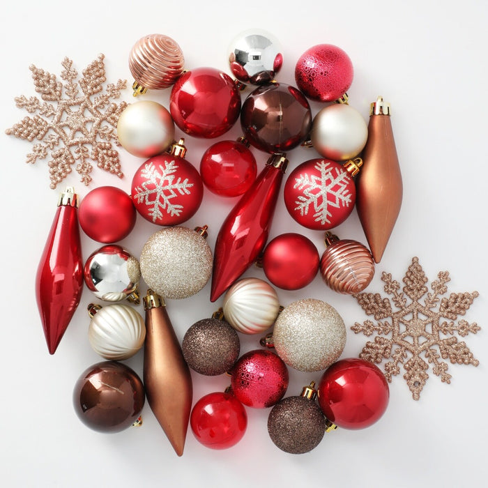 CHRISTMAS S/30 BALL RED&BROWN MIX n2ST