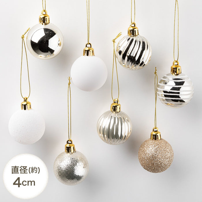 CHRISTMAS S/30 BALL WHITE&GOLD MIX n2ST