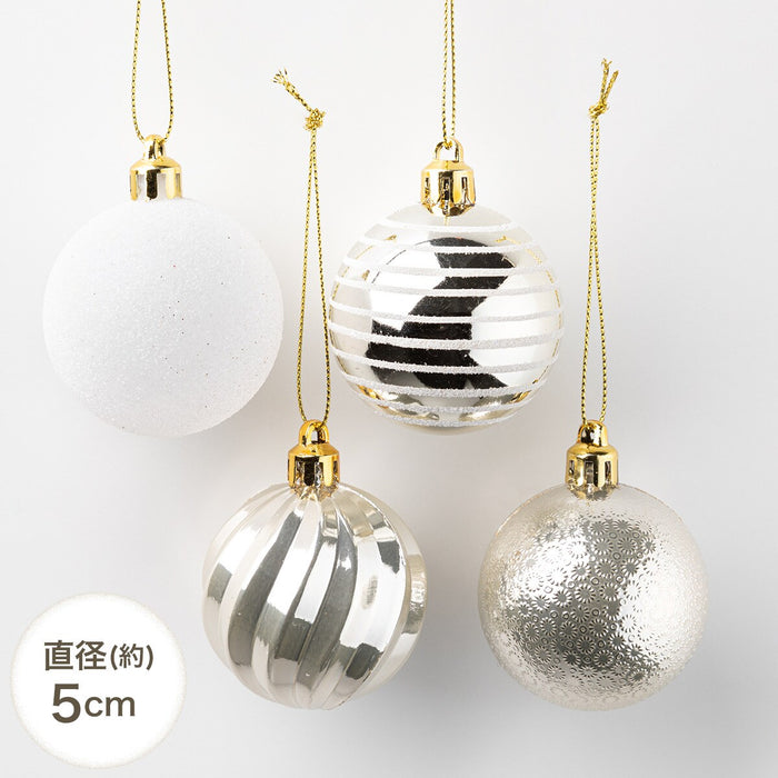 CHRISTMAS S/30 BALL WHITE&GOLD MIX n2ST