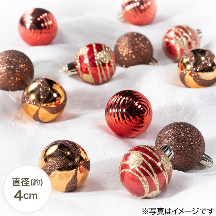 CHRISTMAS S/12 4CM BALL RED BROWN NTR21006 n2KR