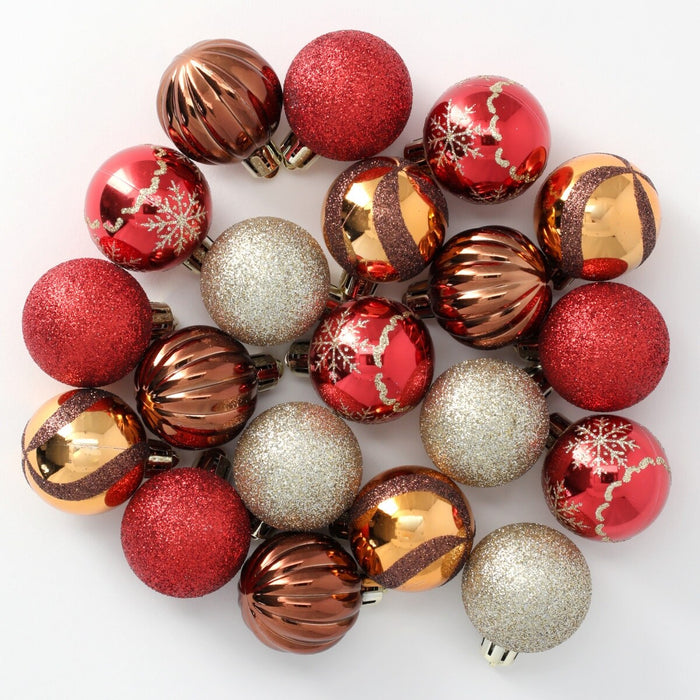 CHRISTMAS S/20 4CM BALL RED BROWN n2KR