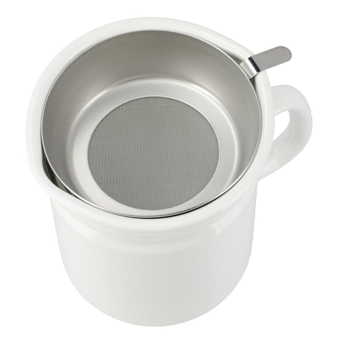 Enamel 1.1L Oil Pot  YF-A-012 WH