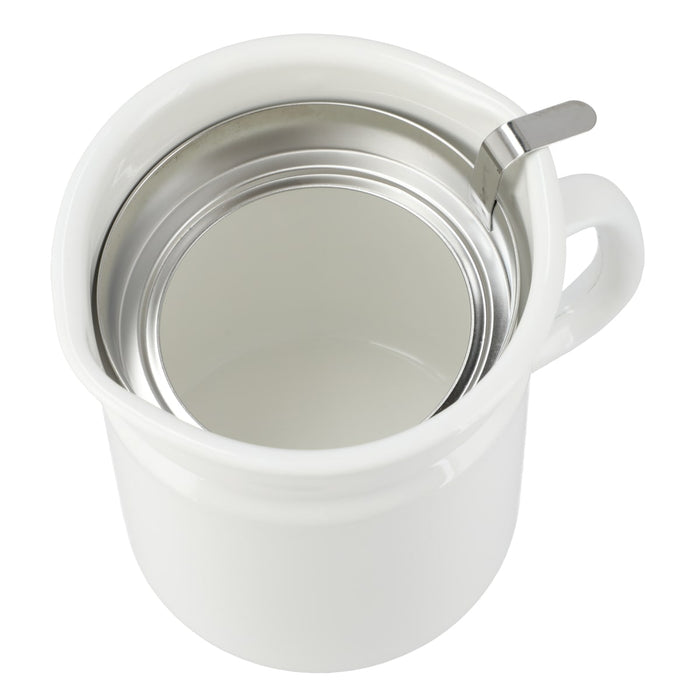 Enamel 1.1L Oil Pot  YF-A-012 WH