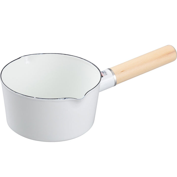 ENAMEL MILKPAN 15cm WH