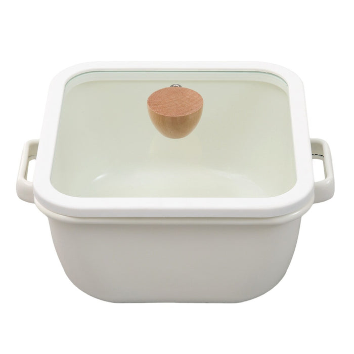 SQUARE ENAMEL DEEP POT 20CM