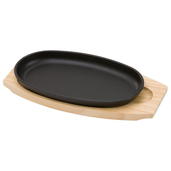 CAST-IRON GRILL PLATE WITH WOODEN BASE XG995