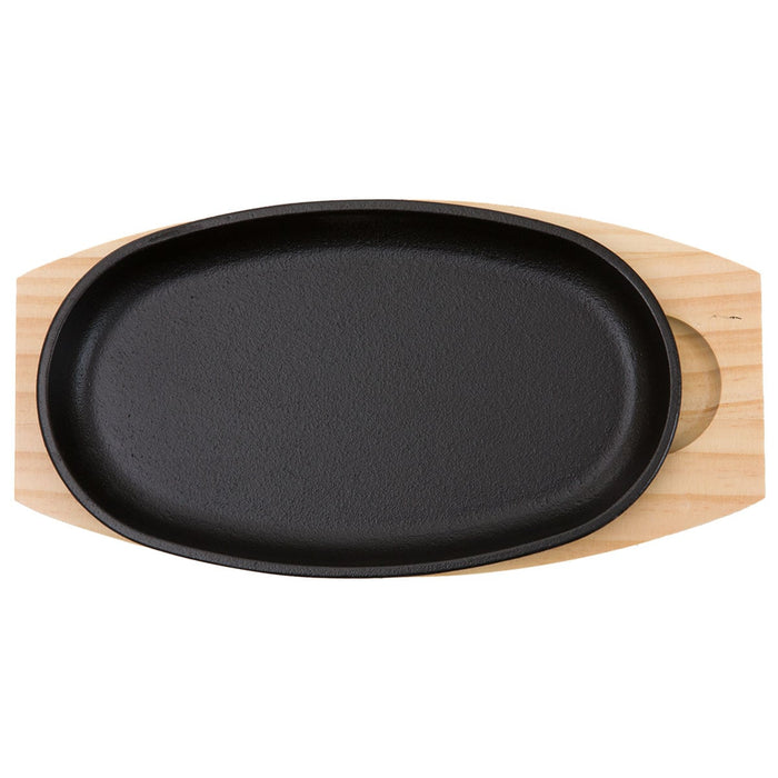 CAST-IRON GRILL PLATE WITH WOODEN BASE XG995