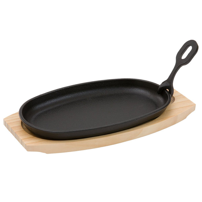 CAST-IRON GRILL PLATE WITH WOODEN BASE XG995