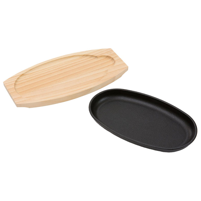 CAST-IRON GRILL PLATE WITH WOODEN BASE XG995