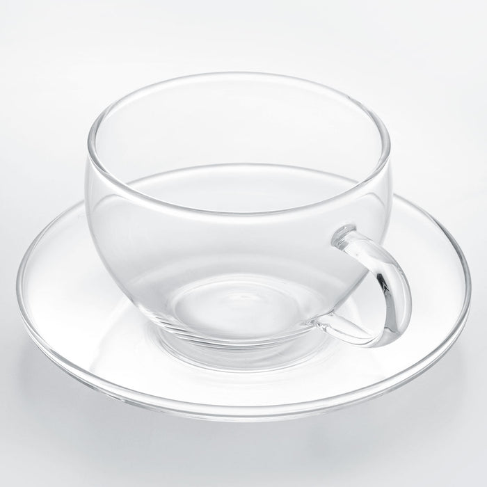 Heat-Resistant Glass Cup  and  Saucer 300ML MC-03