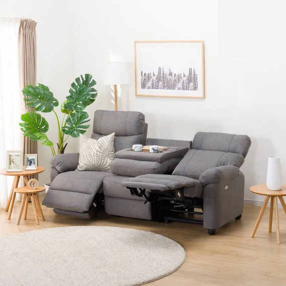 3P ELECTRIC SOFA WITH TABLE GRAZE FABRIC